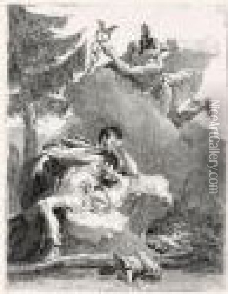 Mercury Appearing In A Dream To Aeneas (rizzi 136) Oil Painting - Giovanni Domenico Tiepolo