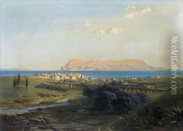 Der Felsen Von Gibraltar Oil Painting - Fritz Bamberger