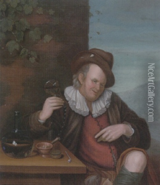 A Peasant Drinking Oil Painting - Frans van Mieris the Elder