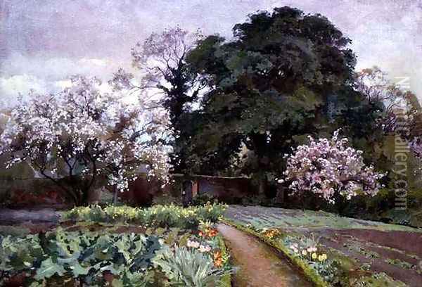 A Kitchen Garden, Frome, Somerset Oil Painting - Alfred Parsons