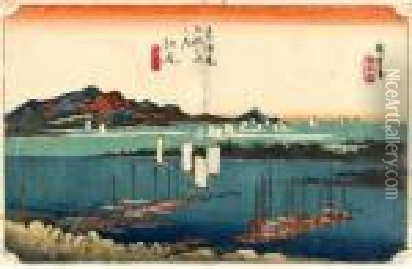 Les 53 Stations Du Tokaido, Ejiri, Mihon Embo Oil Painting - Utagawa or Ando Hiroshige