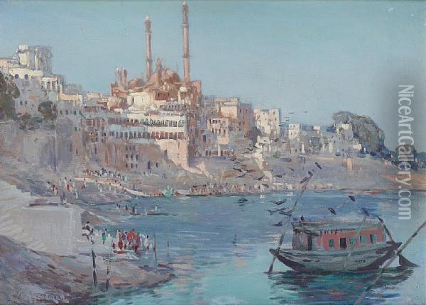 Benares, India Oil Painting - Robert Gwelo Goodman