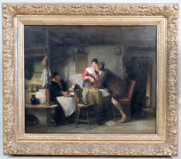 Romantic Interior Scene Oil Painting - Friedrich Ortlieb