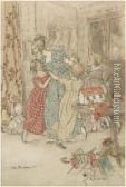 An Illustration To Charles Dickens'a Christmas Carol Oil Painting - Arthur Rackham