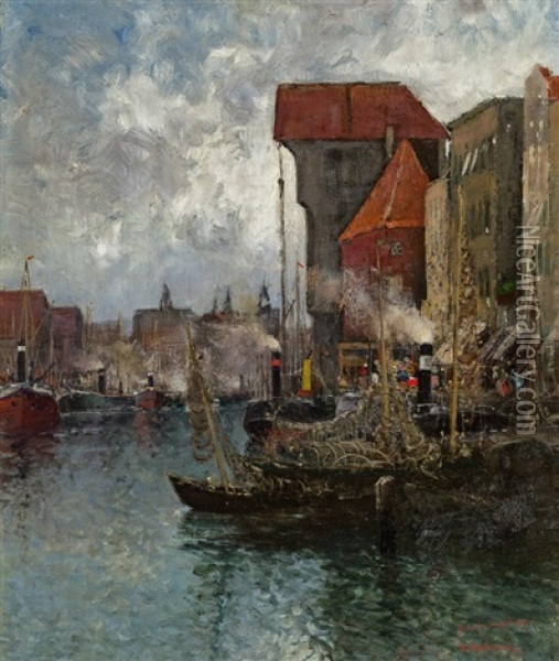 Hafen Von Danzig Oil Painting - Adolf Kaufmann