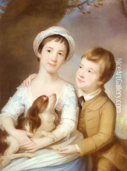 Portrait Of George Henry Fitzroy, Earl Of Euston, Later 4th Duke Of Grafton And Lady Georgina Fitzroy Oil Painting - Catherine Read