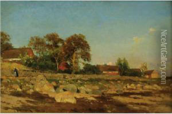Village In Autumn Oil Painting - Johan Erik Ericson