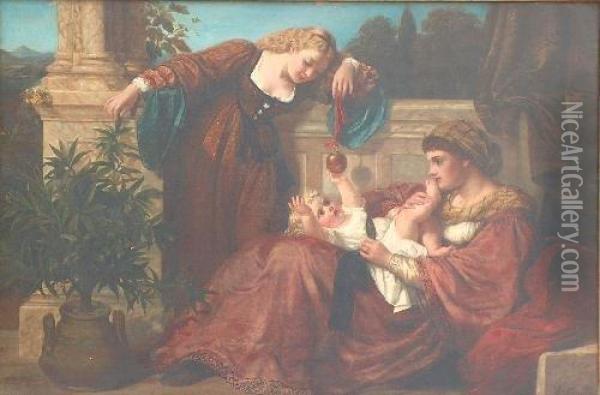 Mother Child In Romantic Scene Oil Painting - Matthias Robinson