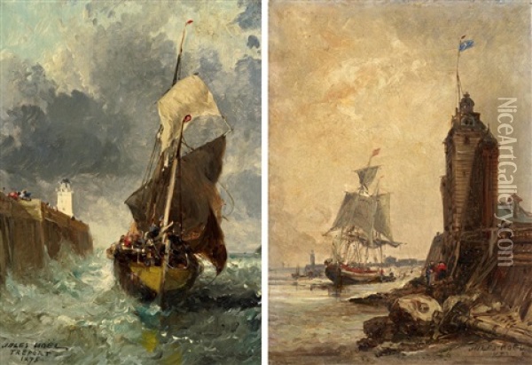 Zwei Marinen Oil Painting - Jules Achille Noel