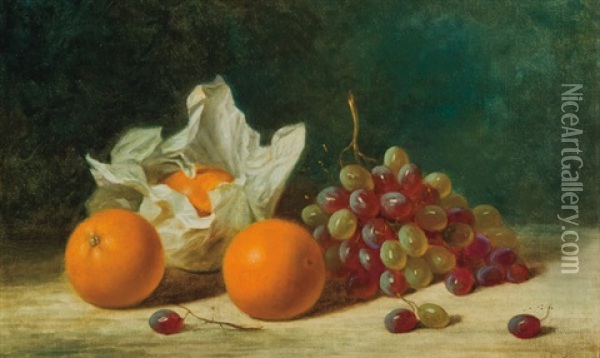 Still Life With Oranges And Grapes Oil Painting - Albert Francis King