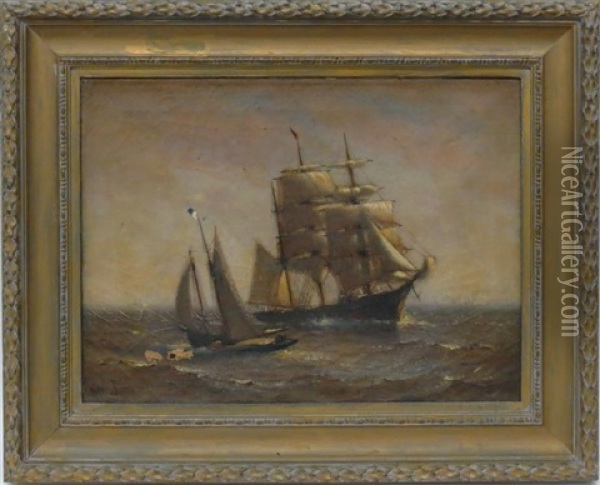 Ship At Sea, Full-sail Oil Painting - Marshall Johnson