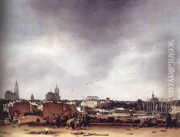 View of Delft after the Explosion of 1654, 1654 Oil Painting - Egbert van der Poel