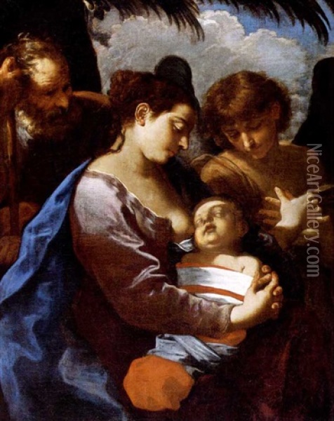Madonna Con Il Bambino, San Giuseppe E Un Angelo Oil Painting - Flaminio Torre