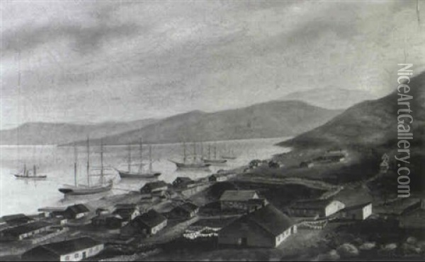 An Early View Of San Francisco Bay Oil Painting - James Stuart Blackton