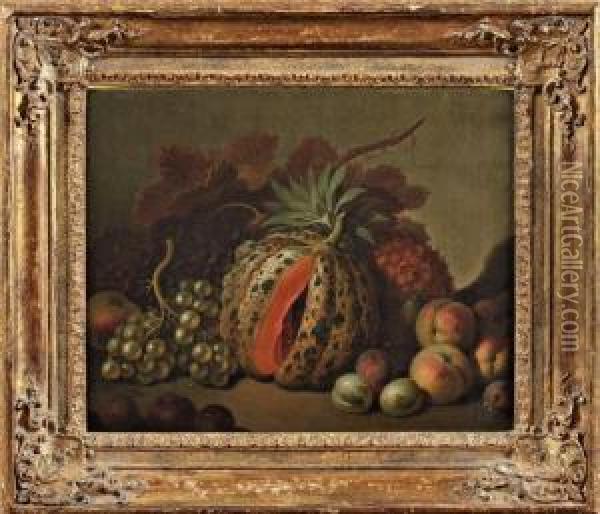 Nature Morte Au Melon Et A L'ananas Oil Painting - Gerard Van Spaendonck