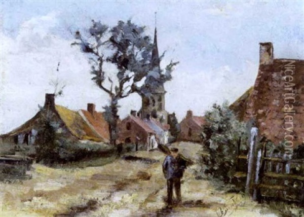 Dorpsstraat Te Klemskerke Oil Painting - Valerius De Saedeleer