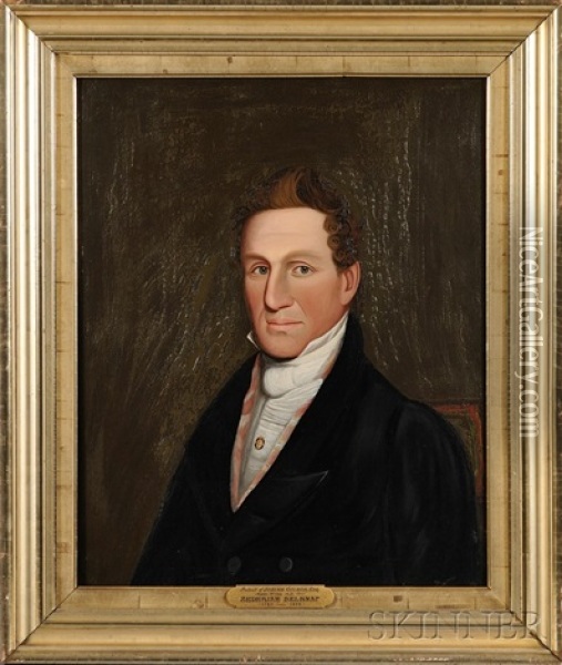 Portrait Of Josiah Gilson Esq. (+ Portrait Of Mrs. Vashti Gilson; Pair) Oil Painting - Zedekiah Belknap