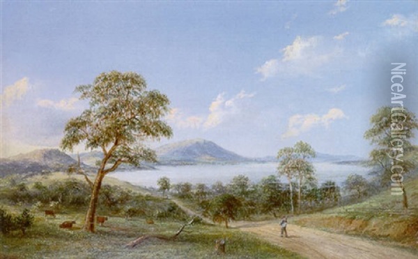 The Yan Yean From The Woodstock Road Oil Painting - Henry C. Gritten