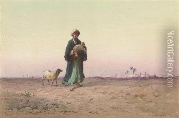 The Lost Sheep (illustrated); And A Procession Oil Painting - Henry Andrew Harper