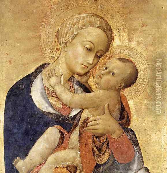 Virgin with Child and Four Saints (detail-1) c. 1435 Oil Painting - Stefano Di Giovanni Sassetta