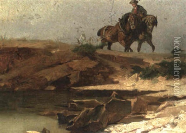 Das Pferdefuhrwerk Oil Painting - Teuwart Schmitson