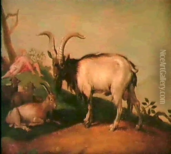 Paesaggio Con Capre E Pecore; Sullo Sfondo, Granida E       Daifilo Oil Painting - Abraham Bloemaert