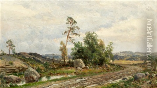 Storm Approaching Oil Painting - Magnus Hjalmar Munsterhjelm