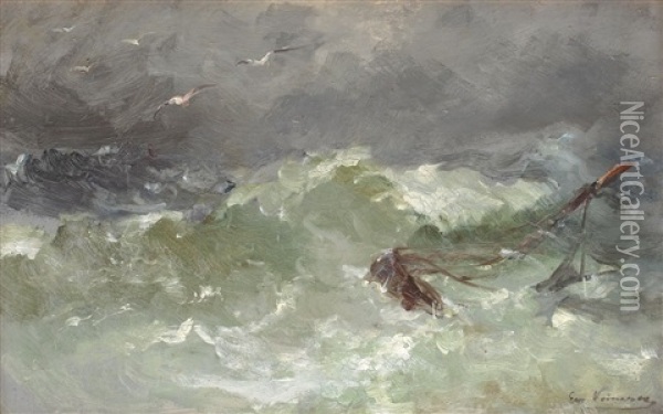 Furtuna Pe Mare Oil Painting - Eugen (Cean) Voinescu
