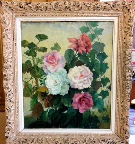 Fleurs Oil Painting - Charles Jean Brun