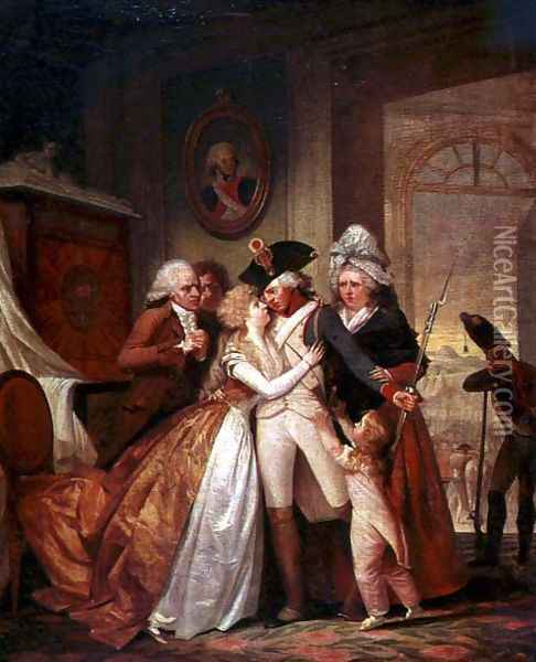The Departure of the Volunteers Oil Painting - Francois Louis Joseph Watteau