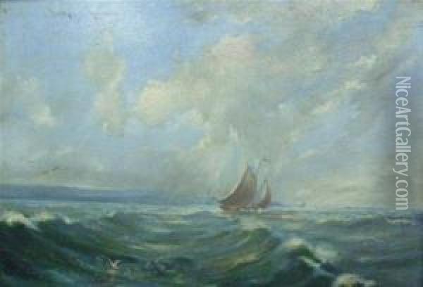 Sailing Vessel On A Choppy Sea Oil Painting - William Miller