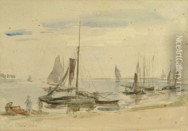 Coastal Scene With Fishing Vessels Oil Painting - Philip Wilson Steer