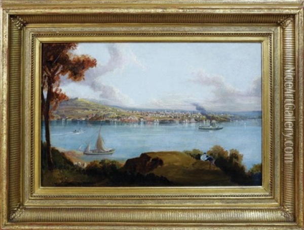 A View Of Poughkeepsie Oil Painting - Robert Havell Jr.