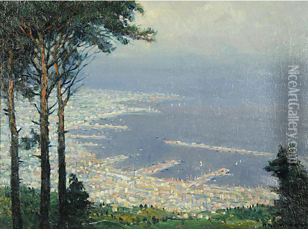 Trieste, La Sera, Vista Dall'alto Oil Painting - Rudolf Gonner