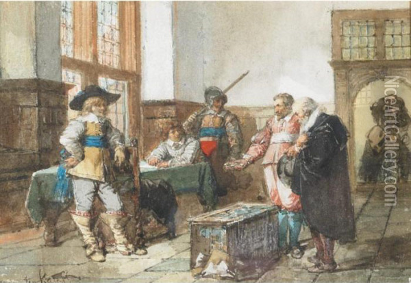 Cavaliers In Discussion Oil Painting - Herman Frederik Carel ten Kate