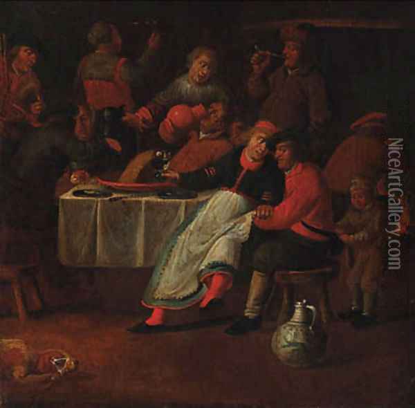 Peasants merrymaking in an inn Oil Painting - Pieter de Bloot