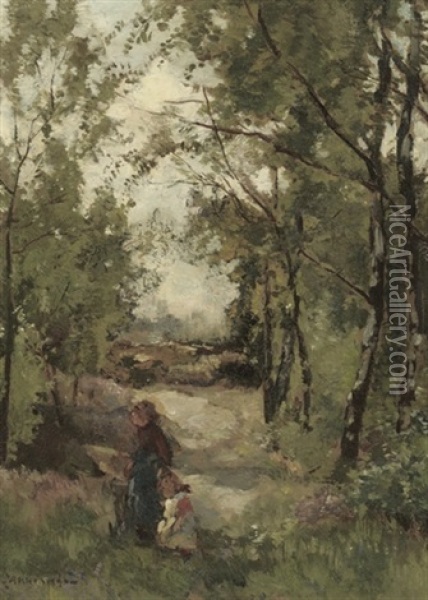 Strolling Through The Forest Oil Painting - Johannes Evert Hendrik Akkeringa