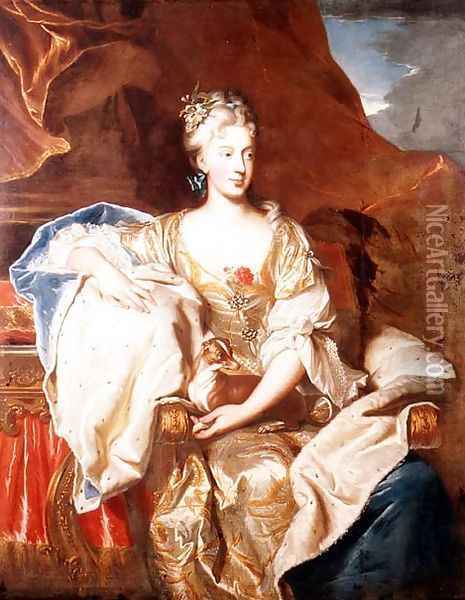 Portrait of Susanne Henriette DElbeuf, Duchess of Mantua Oil Painting - Hyacinthe Rigaud