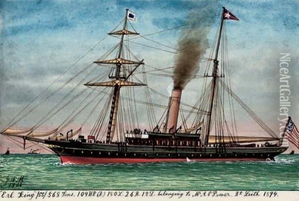 Two Albums Of Watercolours Of 
Ship Portraits Including; The American Steamships St Paul And Haverford 
(one Illustrated); And The American Yacht Erl King Oil Painting - James Scott Maxwell