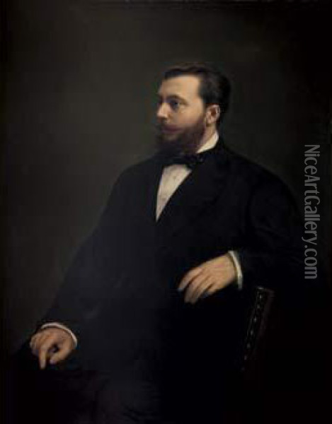 Portrait D'homme Jeune Oil Painting - Julius Josephus Gaspard Starck