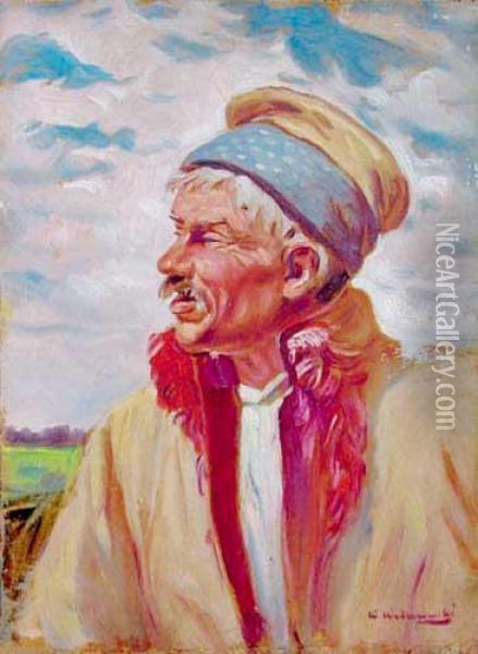 Portret Krakowiaka Oil Painting - Wincenty Wodzinowski