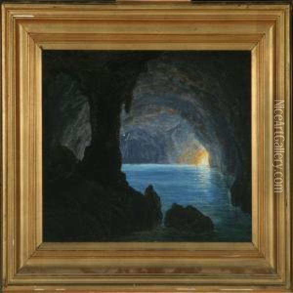 The Blue Cave, Capri Oil Painting - Frederik Ludwig Storch
