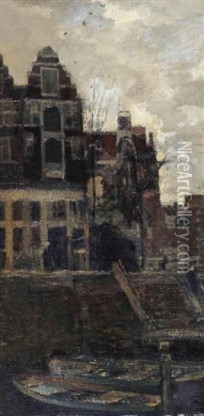 A View Of An Amsterdam Canal Oil Painting - Jacob Henricus Maris
