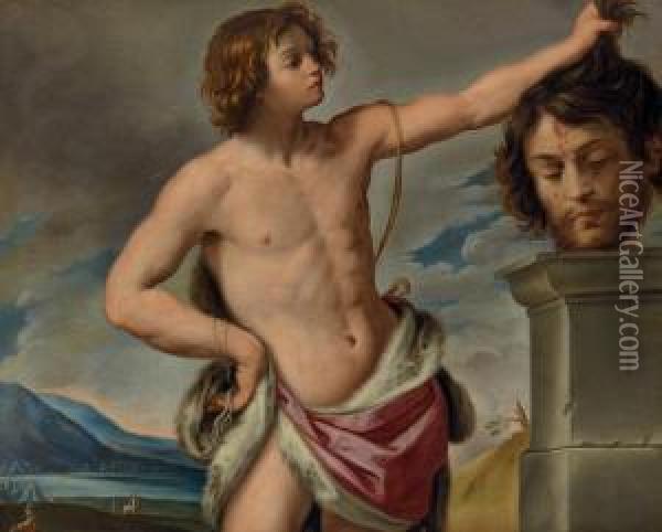 David With The Head Of Goliath Oil Painting - Giovanni Andrea Sirani