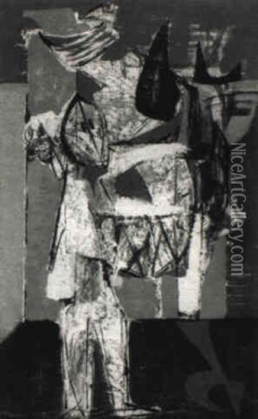 Figure With A Basket Oil Painting - Jankel Adler