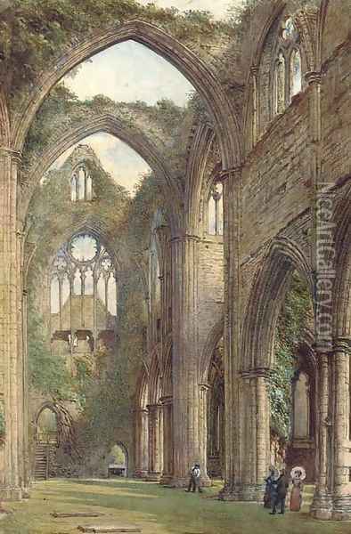 The transept, Tintern Abbey Oil Painting - George A. Stewart