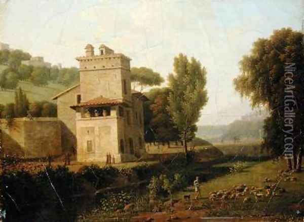 The Casa Cenci in the Borghese Gardens Rome 1805 Oil Painting - Jean-Honore Marmont de Barmont