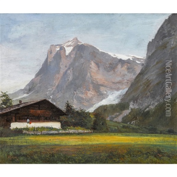 Grindelwald Mit Dem Wetterhorn Oil Painting - Alfred Henri Berthoud