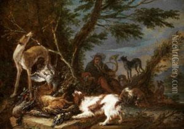 Ende Der Hasenjagd Mit Hunden Oil Painting - Adriaen de Gryef