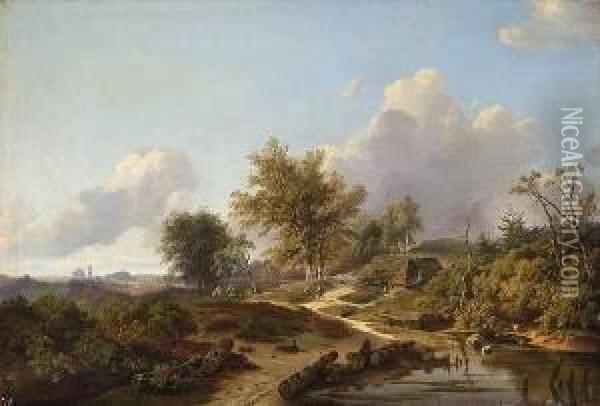 Niederlandische
 Bachlandschaft. Oil Painting - Pieter Lodewijk Francisco Kluyver
